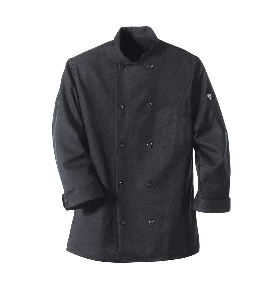 Chef Designs Black Ten Pearl Button Chef Coat